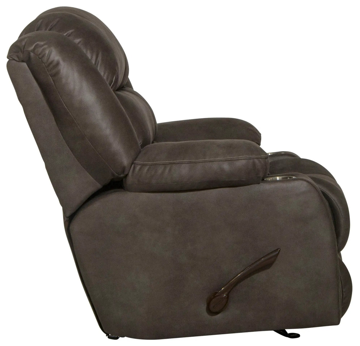 Beckley Rocker Recliner With Cupholders Rocker Chair | 2 Pieces | Walnut & Faux Leather | Living Room