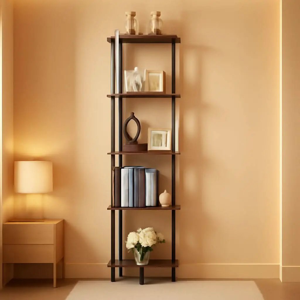 65 Inch Rustic Corner Shelf Stand 5 Tier Bookshelf from PriceLows™