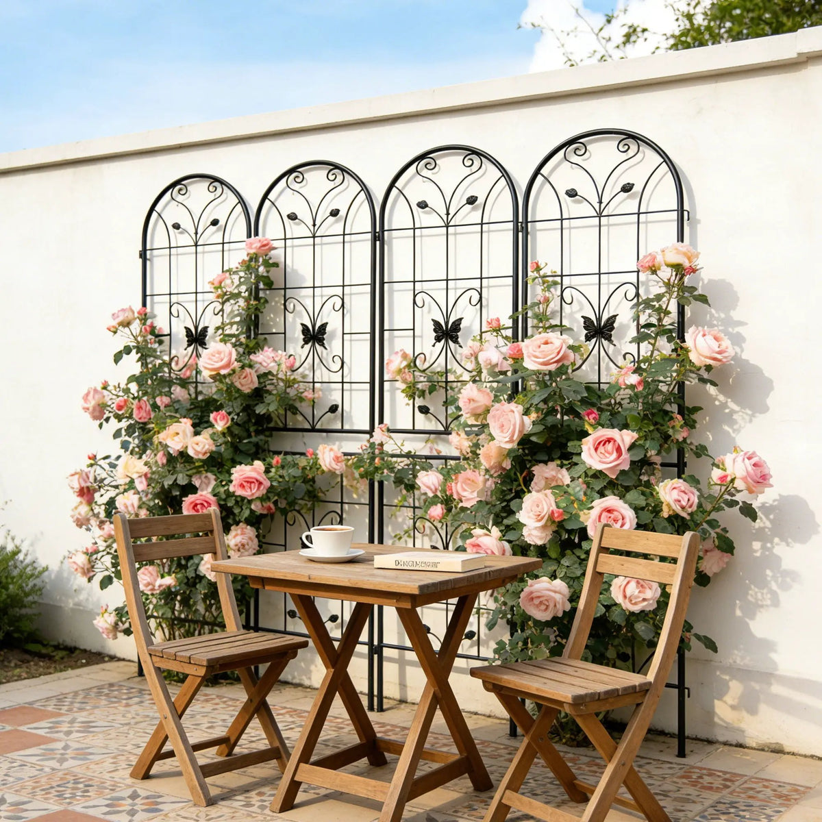 Garden Metal Trellis | Rustproof | Extendable 80 Inch Width | Galvanized Powder-Coated Pipe