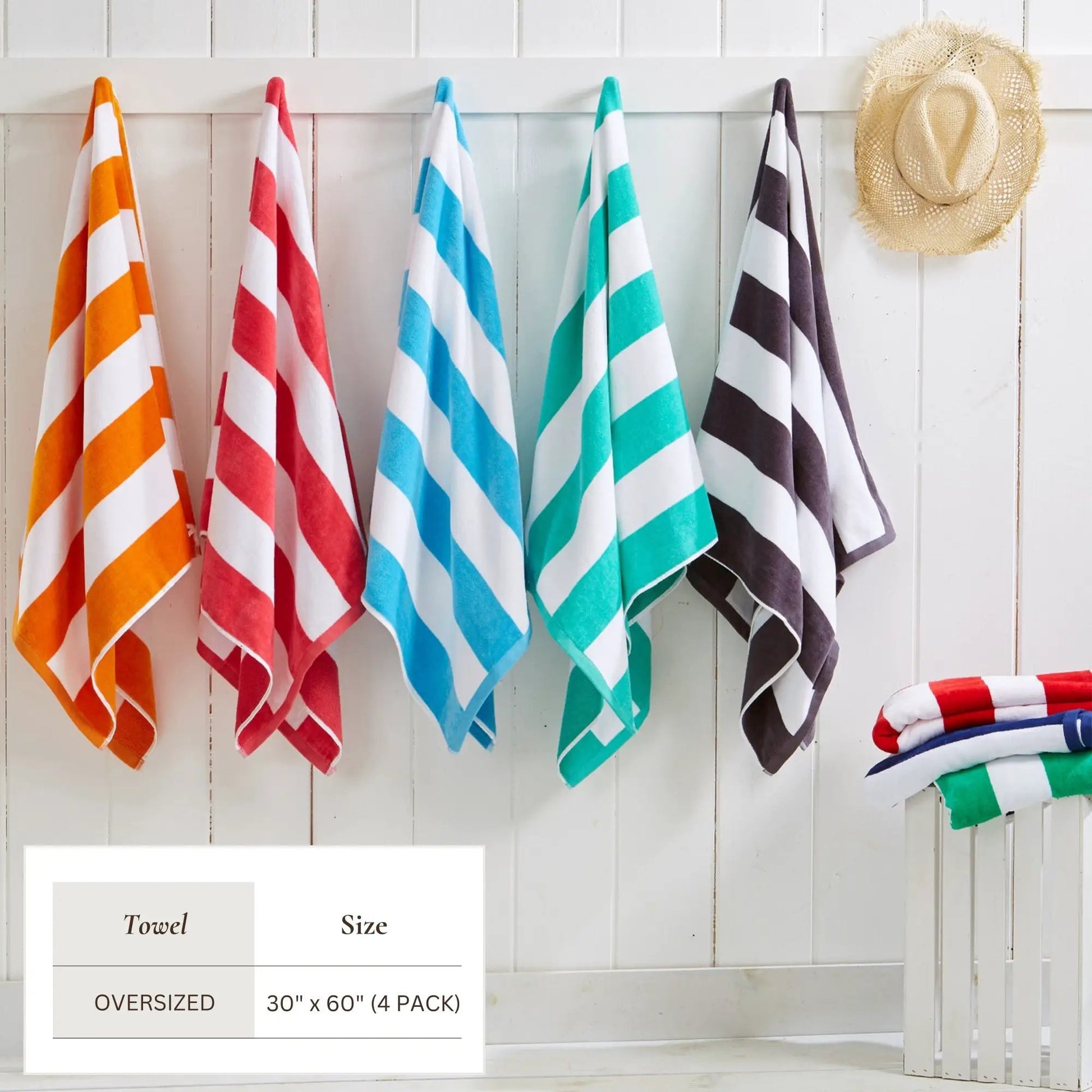 Cotton Velour Cabana Stripe Beach Towel - Novia Collection from PriceLows™