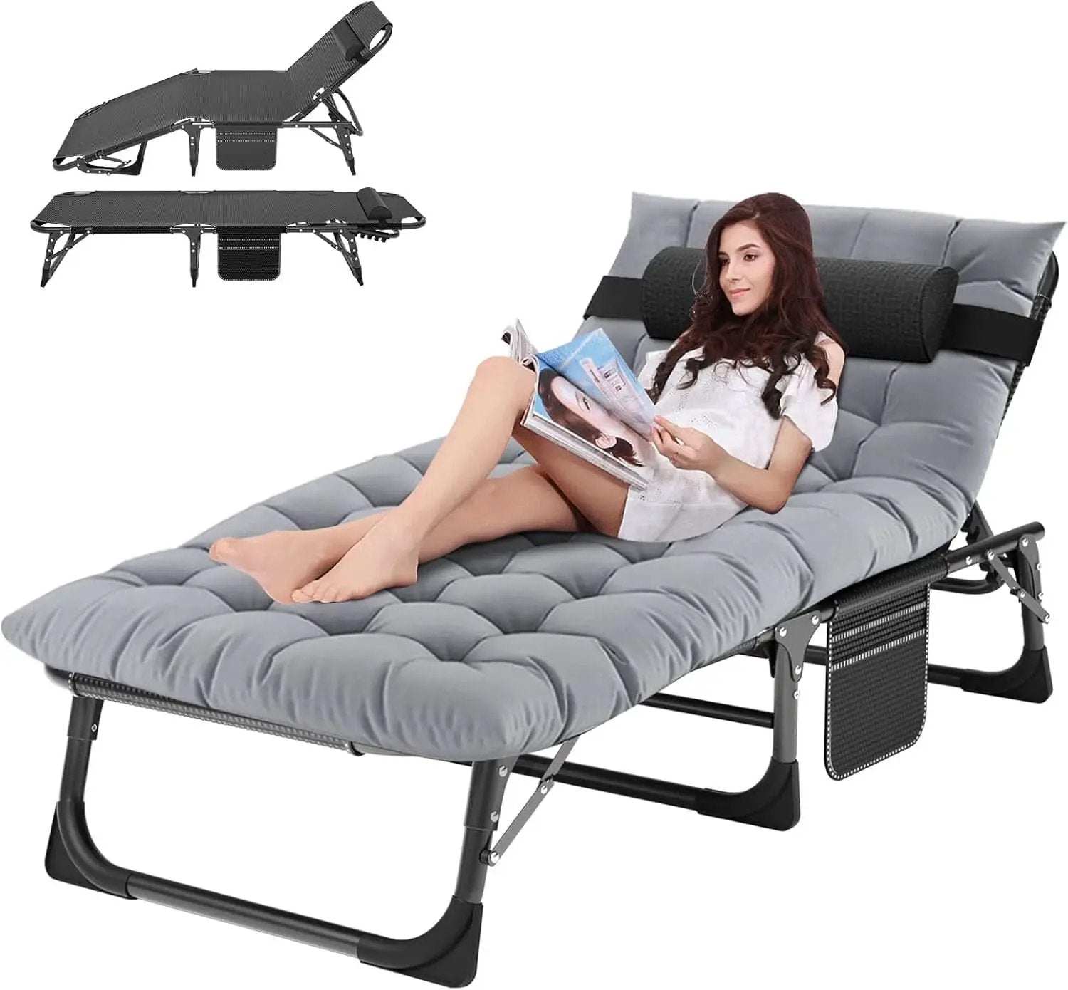 Five Position Adjustable Padded Outdoor Lounge Chair from PriceLows™