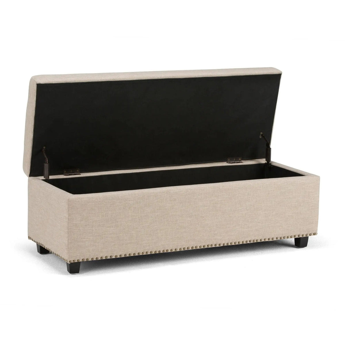 Hamilton Upholstered Storage Ottoman | Child Safety Hinge | Large Interior Storage | 47.6 Inch Length