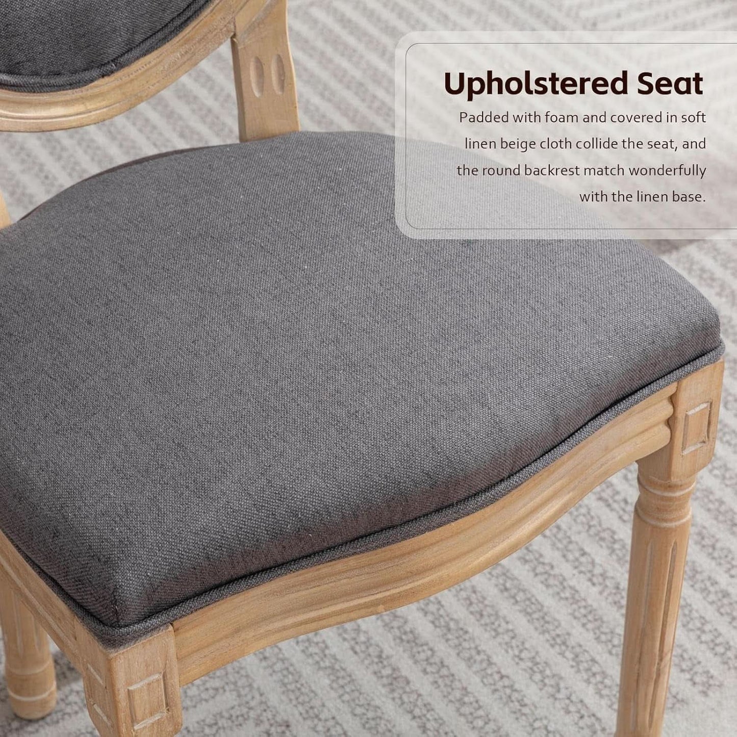 Upholstered Dining Chairs Set Of 6 Grey Fabric Oval Back from PriceLows™