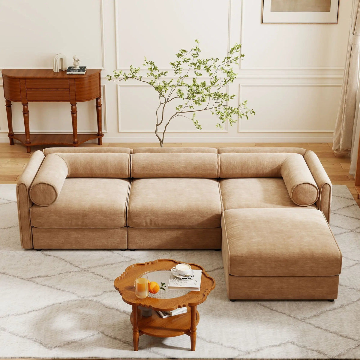 Contemporary Elegant Sofa With Storage And Ottoman 2 Piece Living Room Set | 2 Piece Living Room Set | Living Room Furniture | Living Room