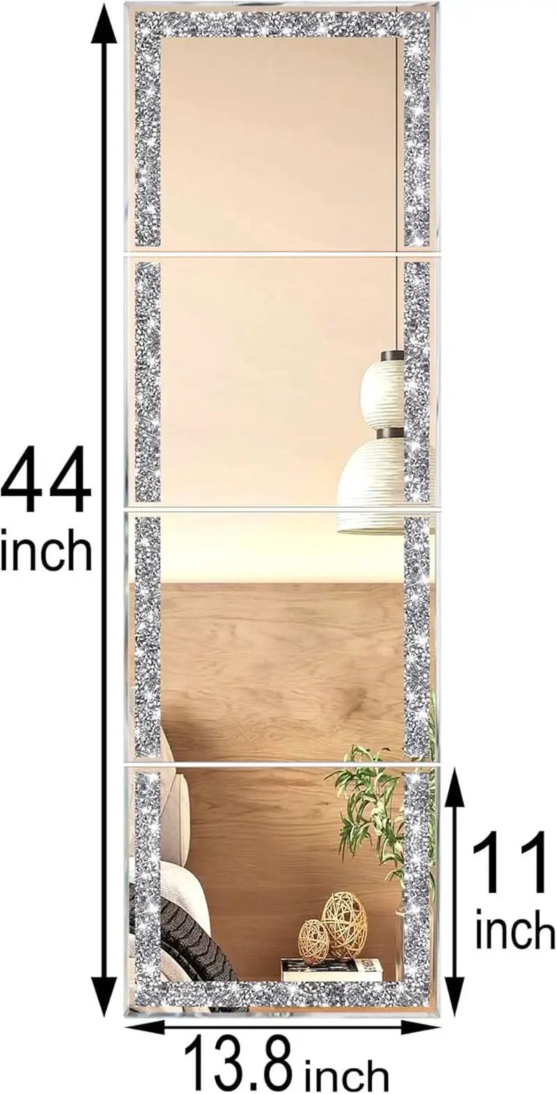 Full Length Mirror Tiles 4 Piece Frameless Wall Decor from PriceLows™