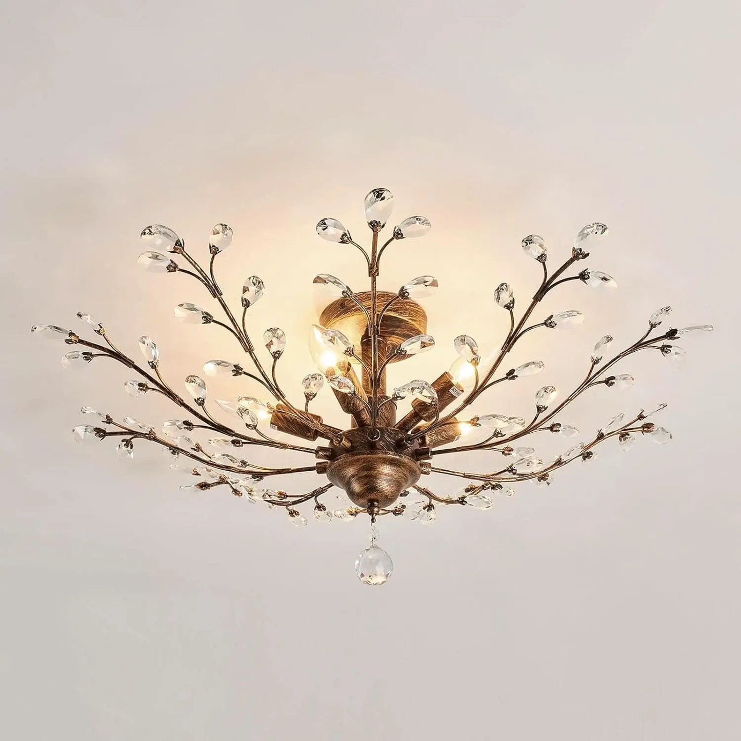 Bronze Five Light Vintage Crystal Chandelier Dimmable from PriceLows™