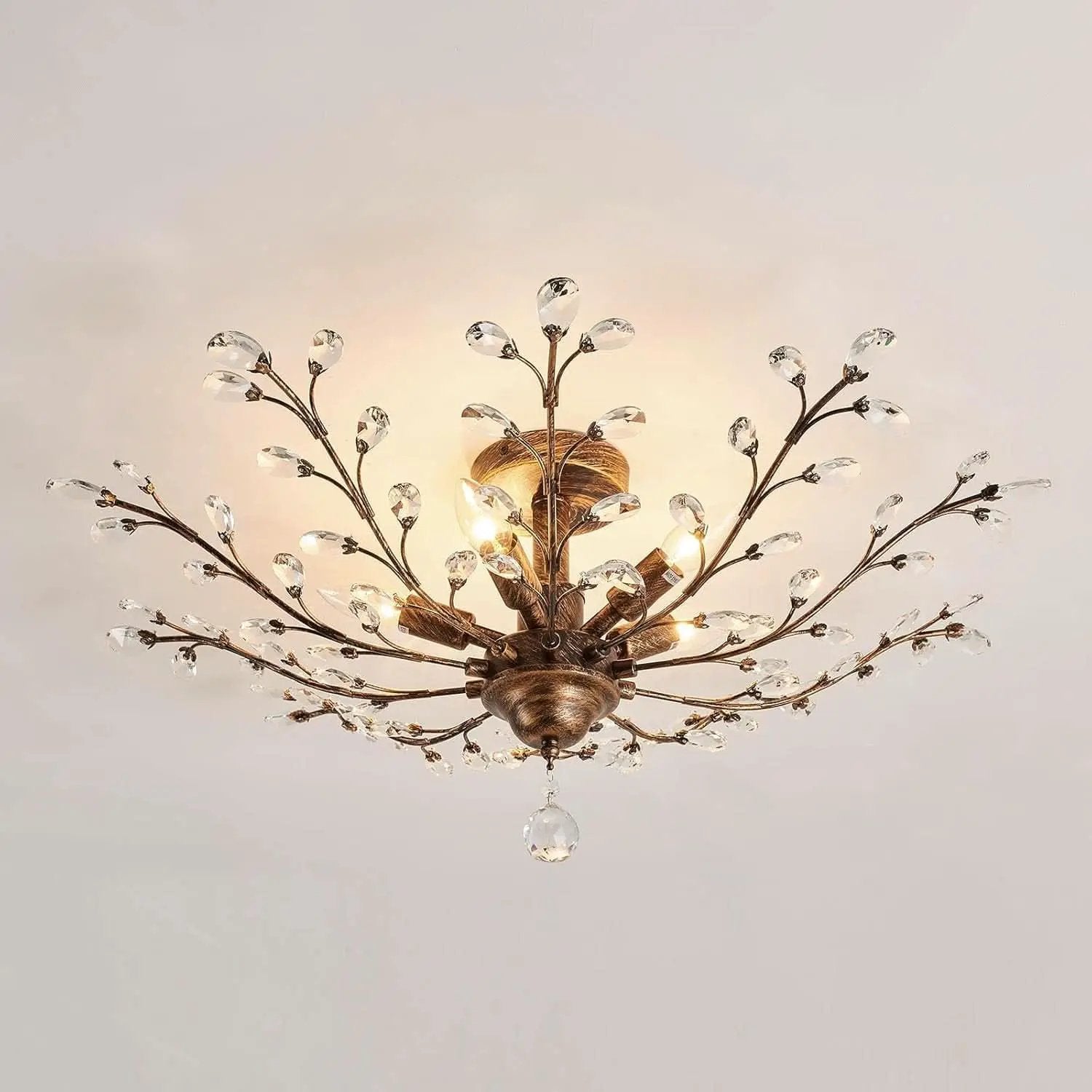 Bronze Five Light Vintage Crystal Chandelier Dimmable from PriceLows™