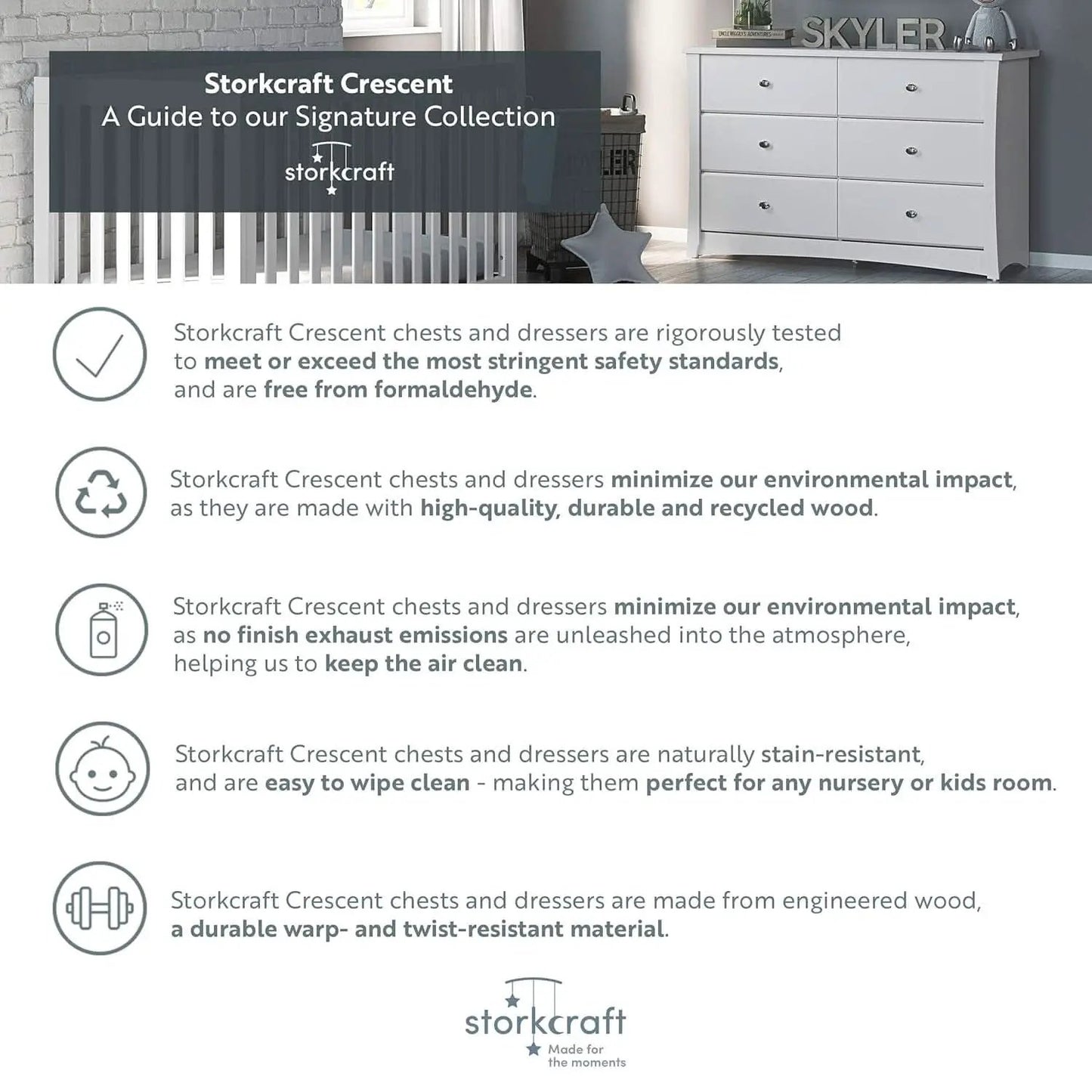 Crescent 6 Drawer Double Dresser Black GREENGUARD Gold from PriceLows™