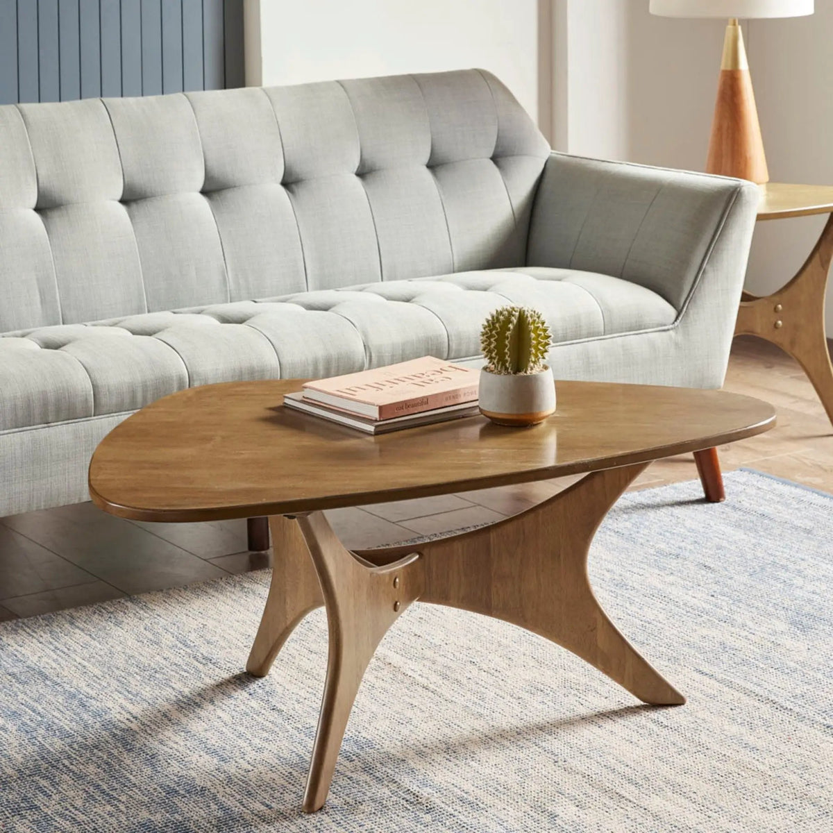 Triangle Accent Table | Wood Veneer Top | Natural Elm Finish