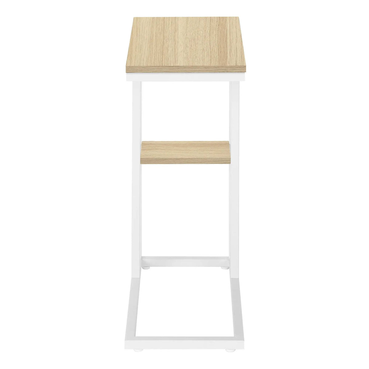 Marble Look C-Shaped Accent Table | Durable Metal Frame | Rectangular Tabletop | Portable Design