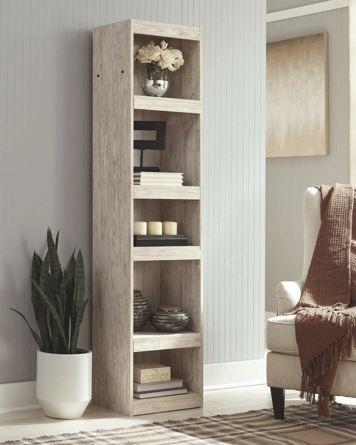 Willowton Pier 4 Shelves | 17.13 x 11.89 x 71.97 in | Engineered Wood & Mdf | Whitewash