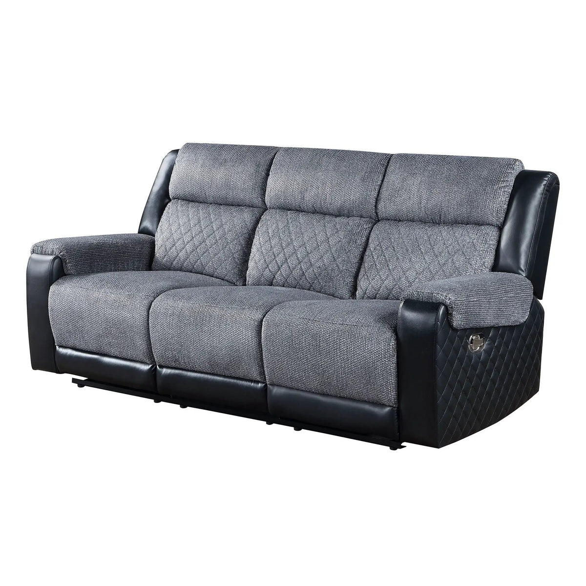 Alicia Reclining Sofa | Glider Recliner | Two-Toned Dark Gray Fabric | 85.75 Inch Length