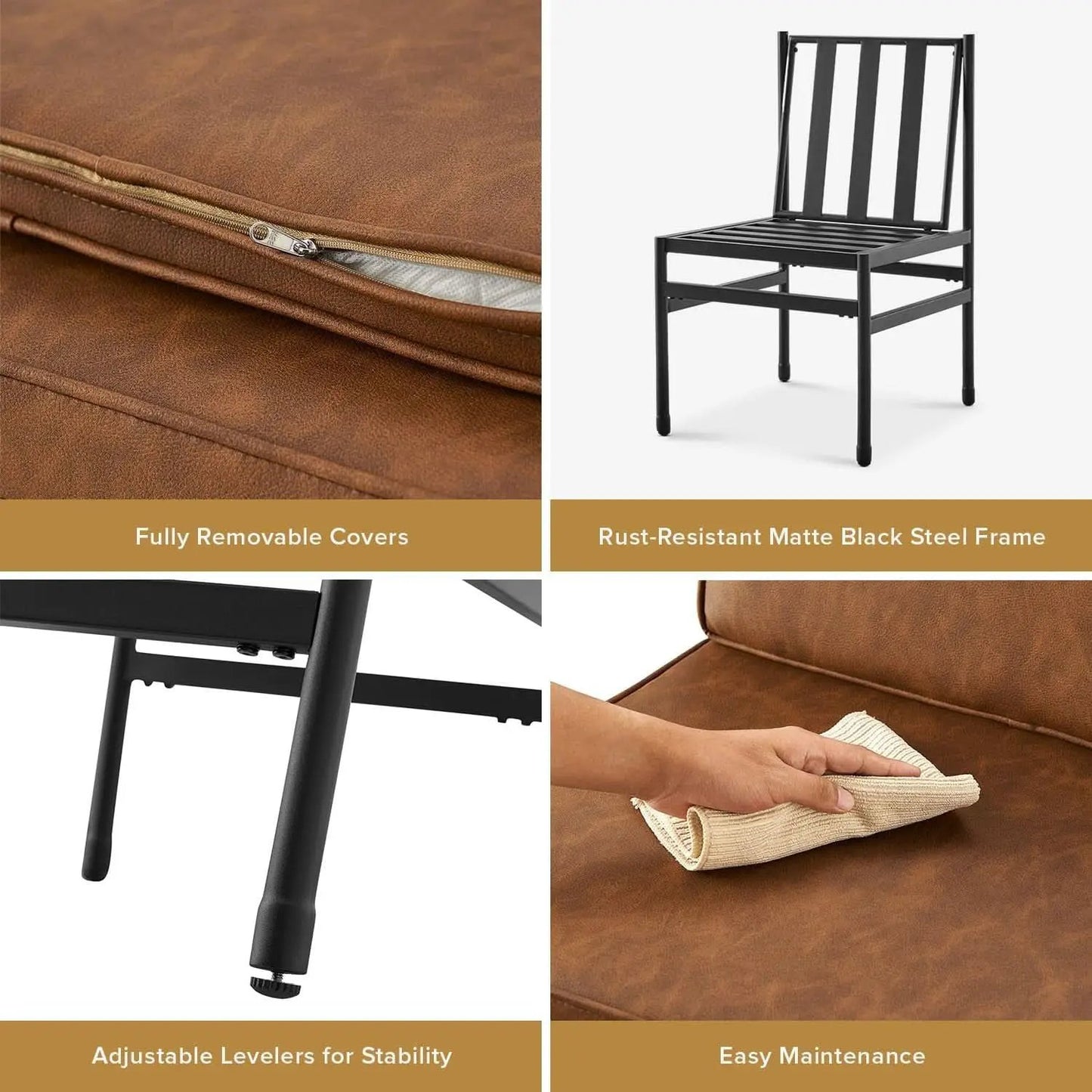 Black Dining Chairs With Removable Cushion Covers French from PriceLows™