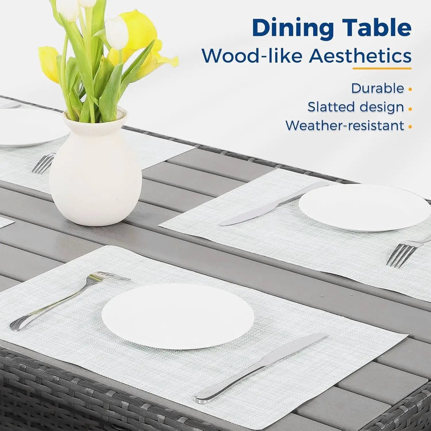 Blue 7 Piece Outdoor Patio Furniture Set With Table Chairs from PriceLows™