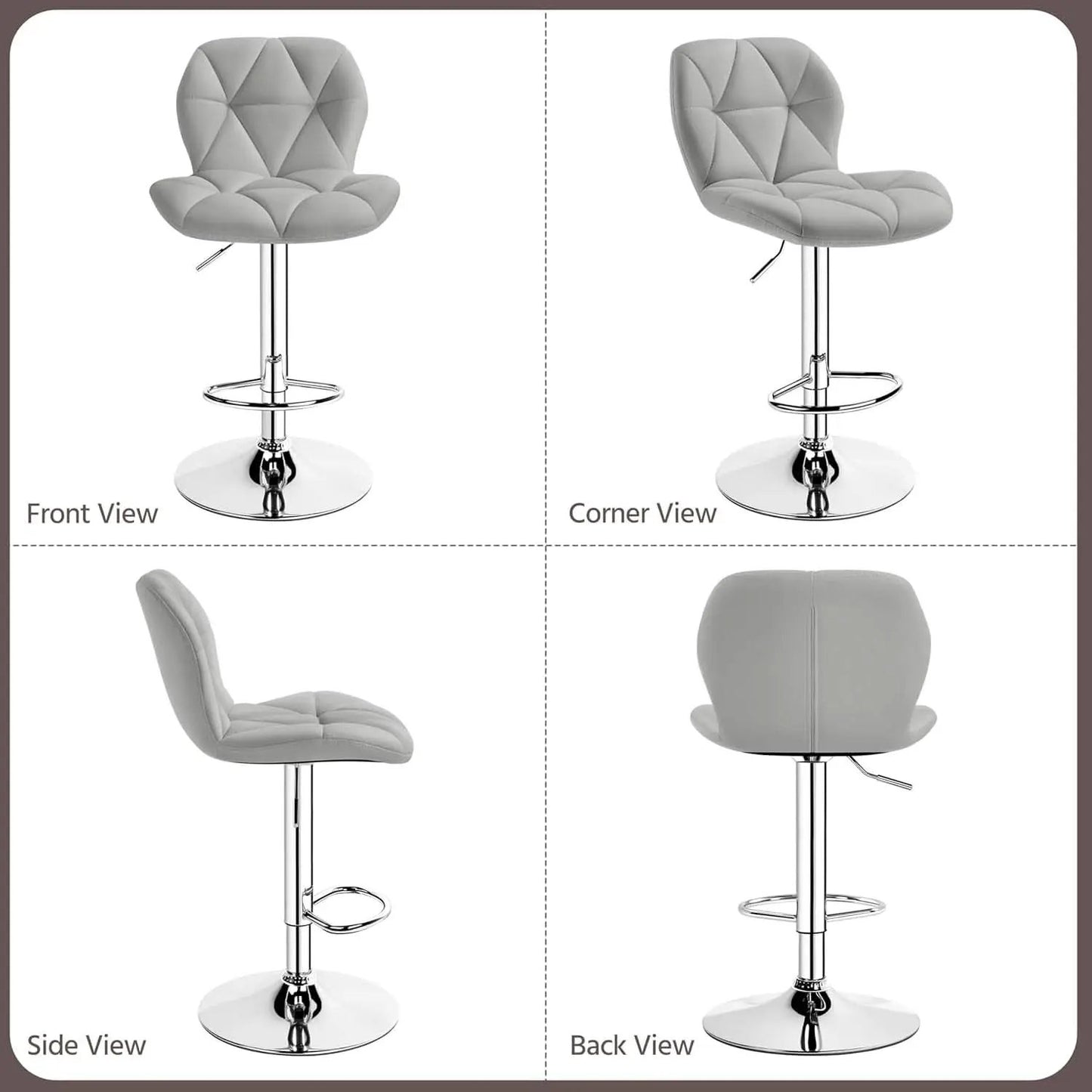 Elegant PU Leather Swivel Bar Stools Set of Four from PriceLows™
