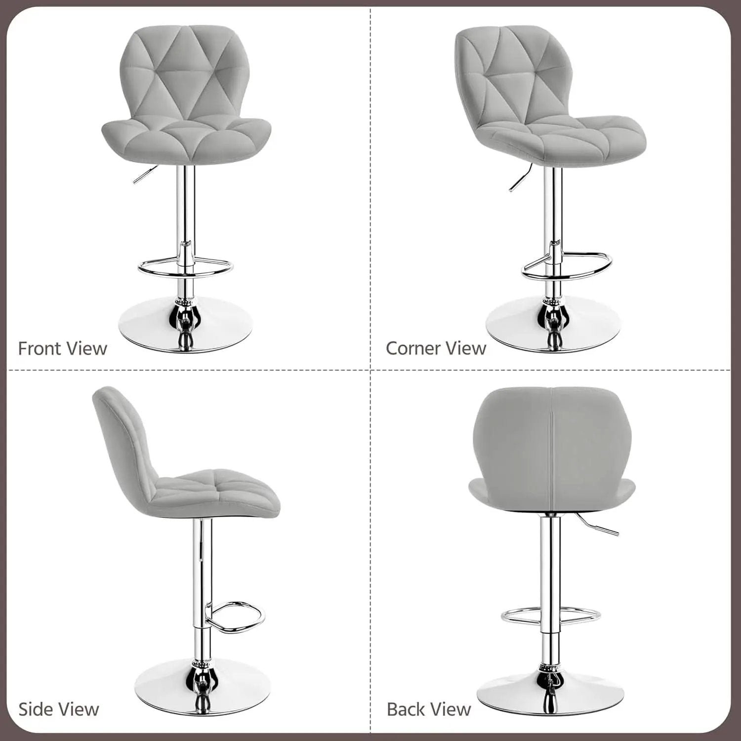Elegant PU Leather Swivel Bar Stools Set of Four from PriceLows™