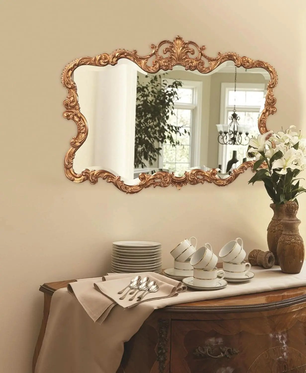 Antiqued Talida 27 X 38 Inch Gold Leaf Wall Mirror from PriceLows™
