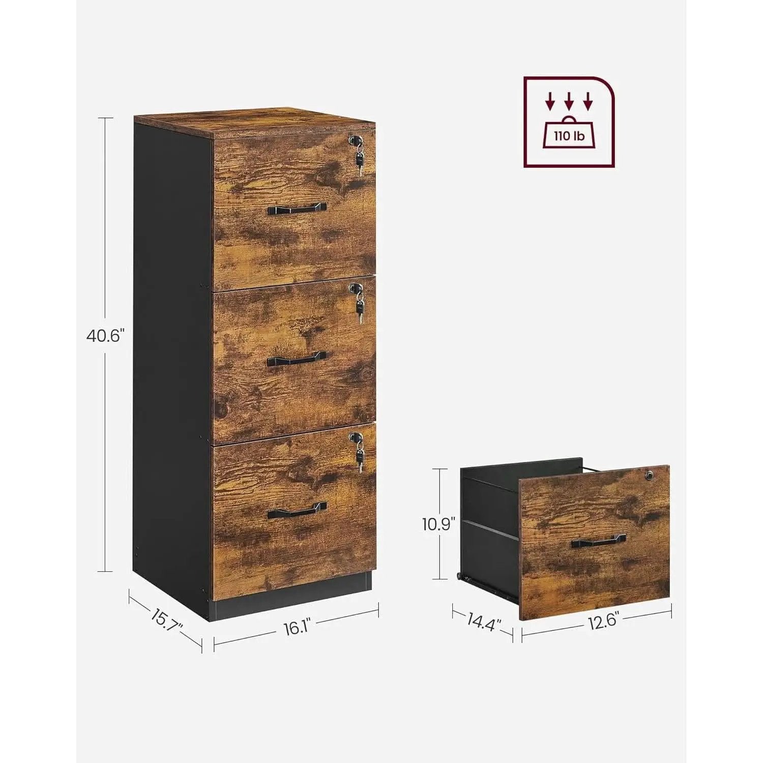 Brown Filing Cabinet With Lock And Printer Stand For Office from PriceLows™