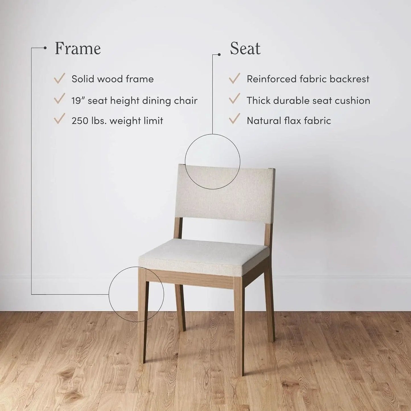 Linus Upholstered Dining Chair With Rubberwood Legs from PriceLows™