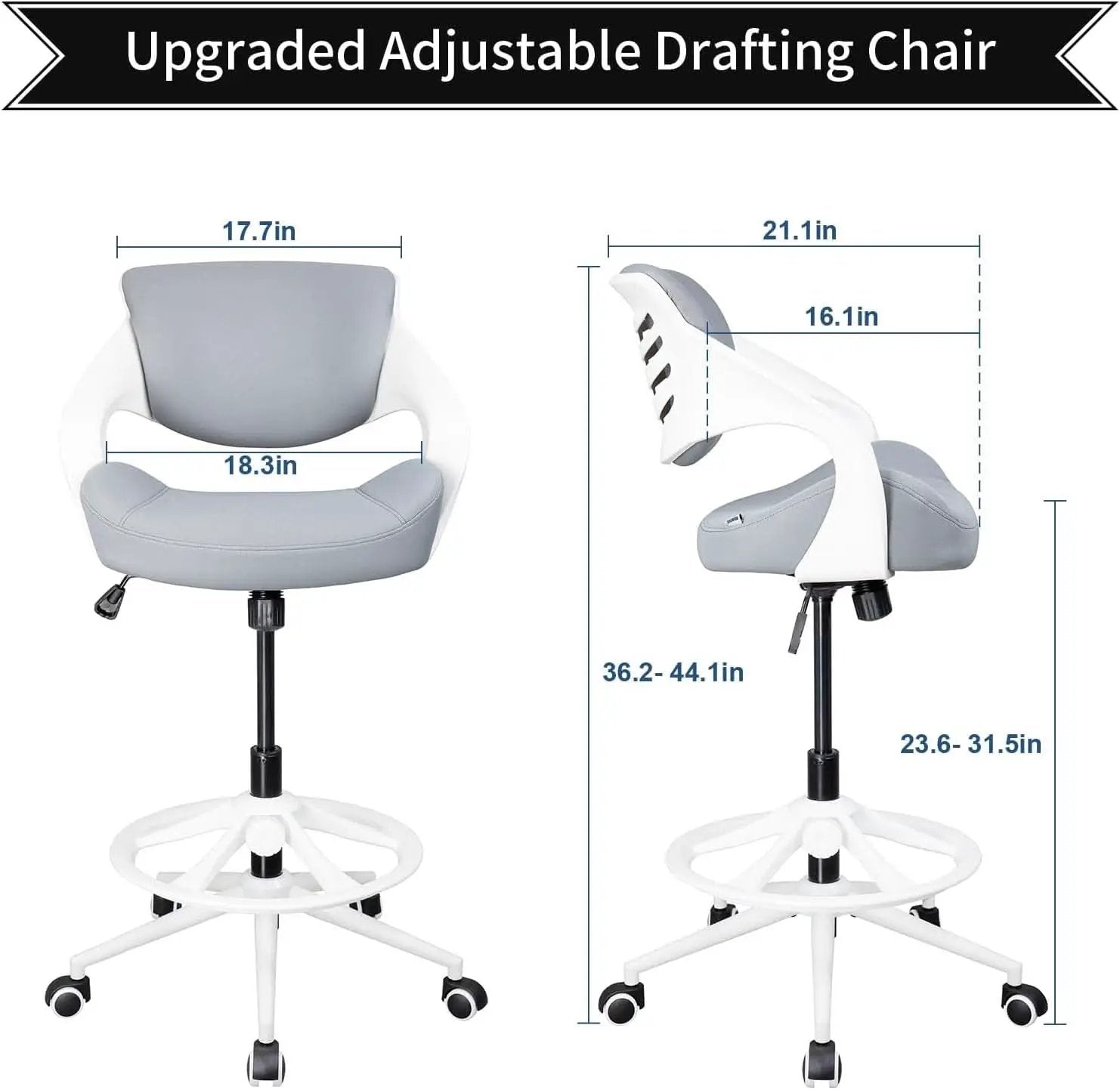 Ergonomic Drafting Chair With Lumbar Support Grey Office from PriceLows™
