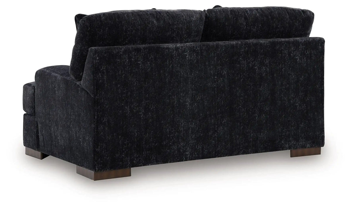 Whitmore Manor Loveseat | 70 x 45 x 41 in | Chenille & Wood | Black Pearl