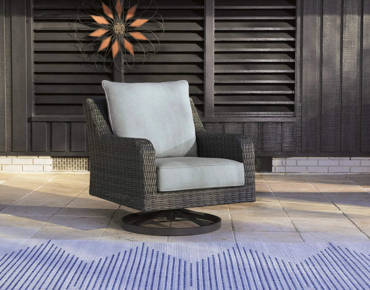 Elite Park Swivel Lounge Chair | Cushion Included | Gray | 24.5 Inch Arm Height