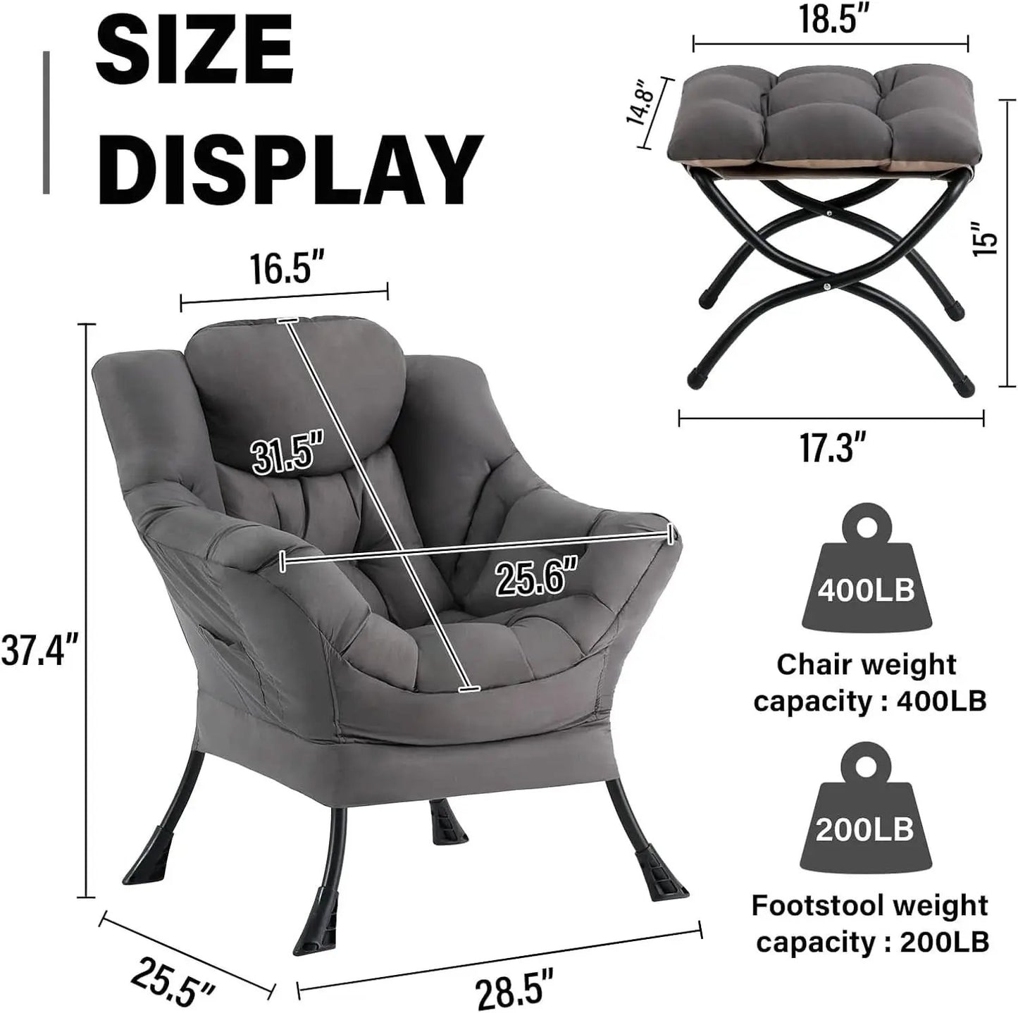 Dark Grey Lazy Chair With Armrests For Living Room Comfort from PriceLows™