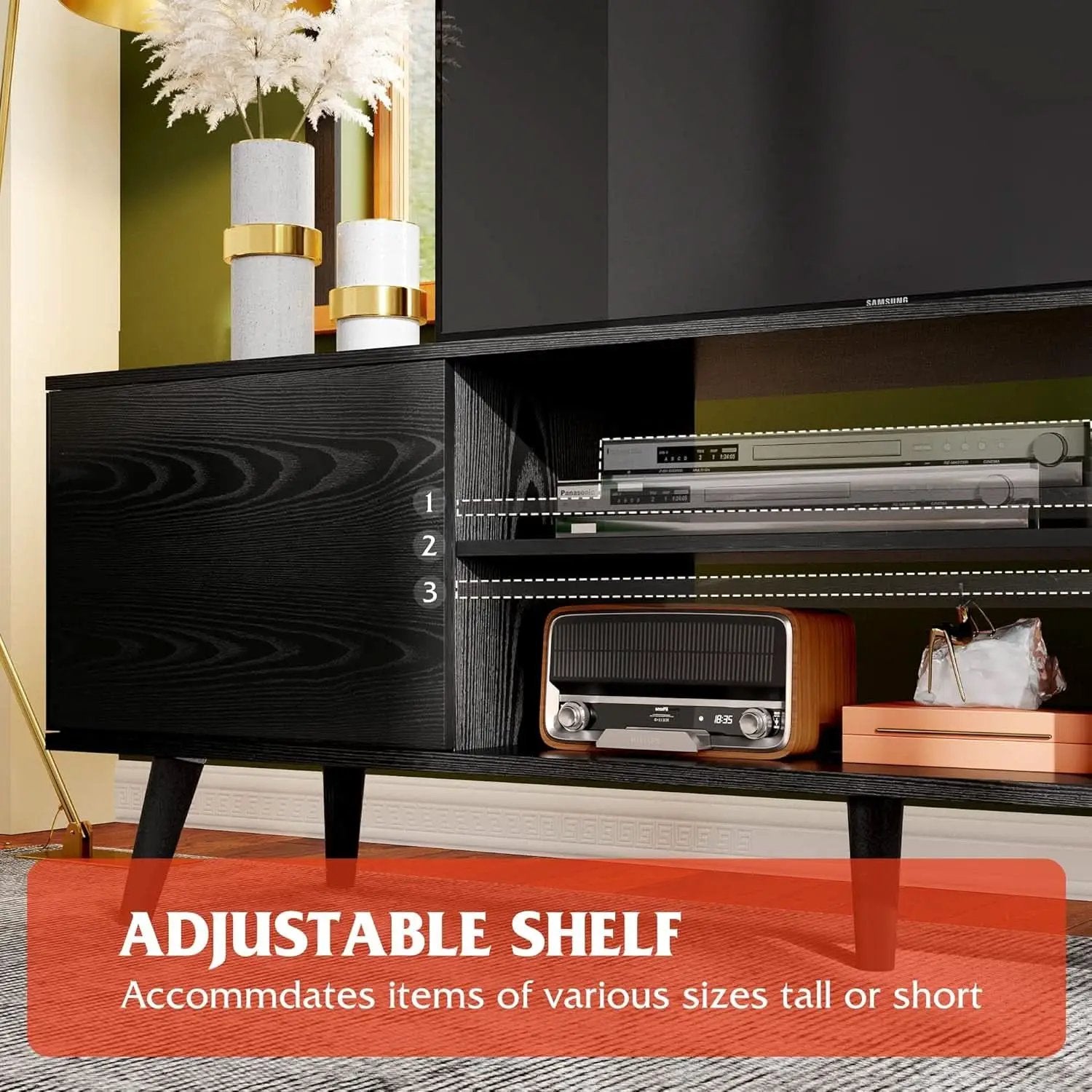 TV Stand 55 To 60 Inch With Storage Cabinets Sturdy from PriceLows™