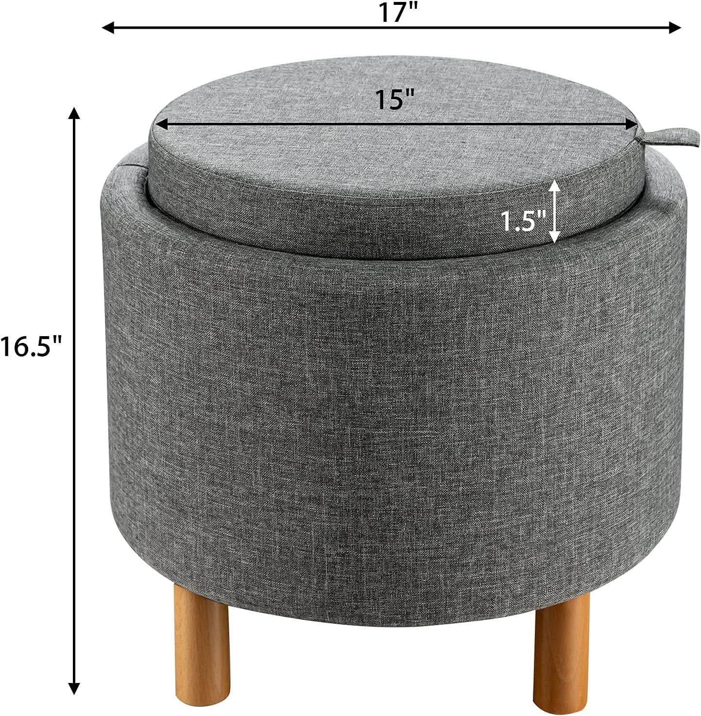 Grey Premium Microfiber Storage Ottoman Large Tray from PriceLows™