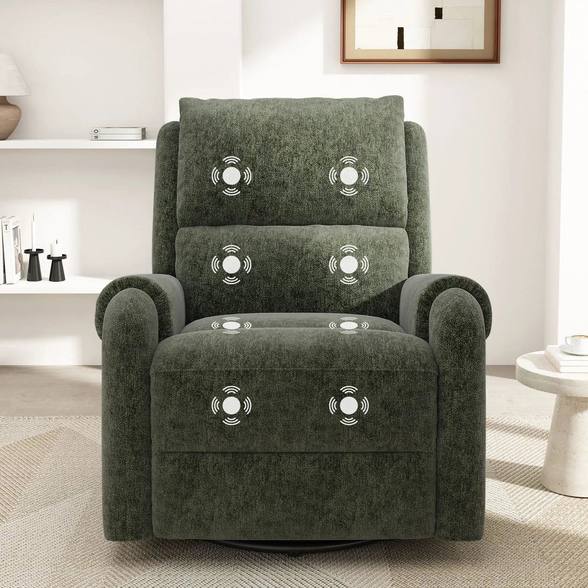 Manual Massage Recliner | Swivel Rocker | 8 Massage Modes | Side Storage Pocket