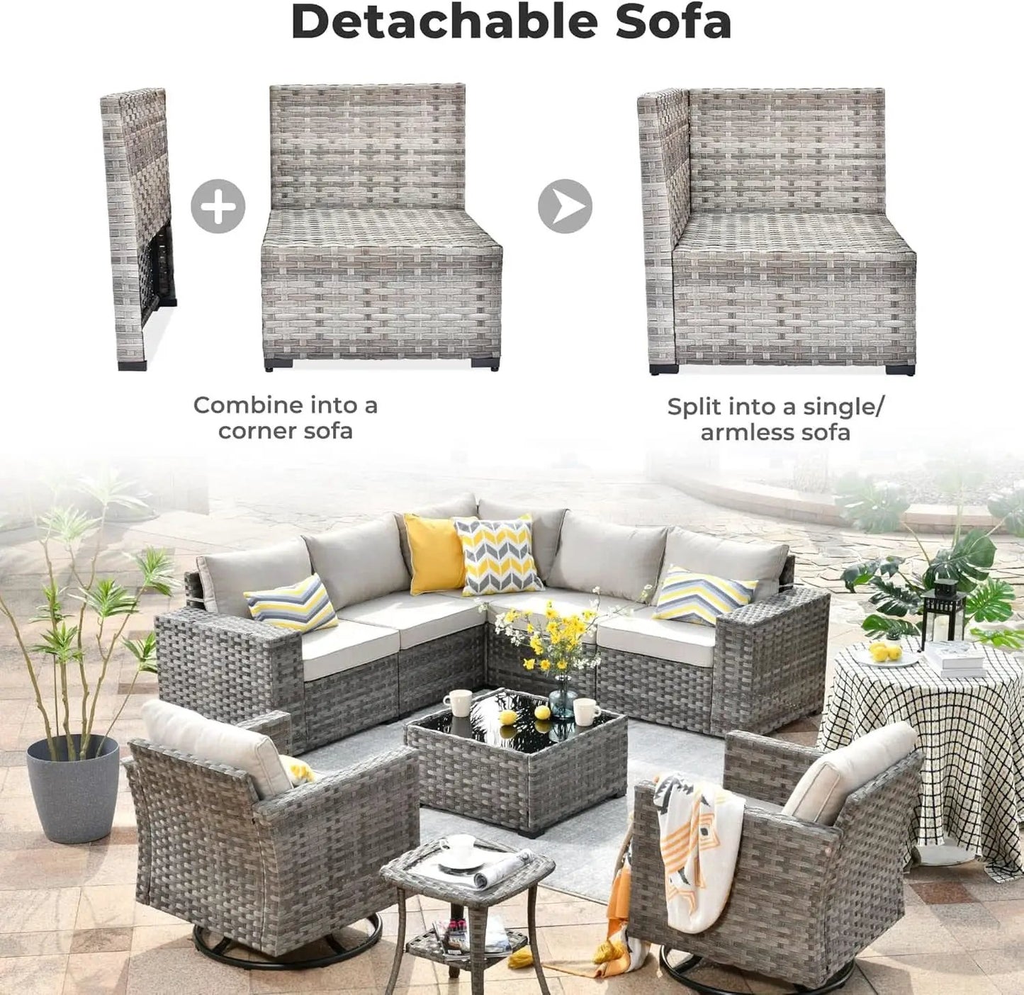 Modern Modular Outdoor Wicker Sectional Sofa Set from PriceLows™