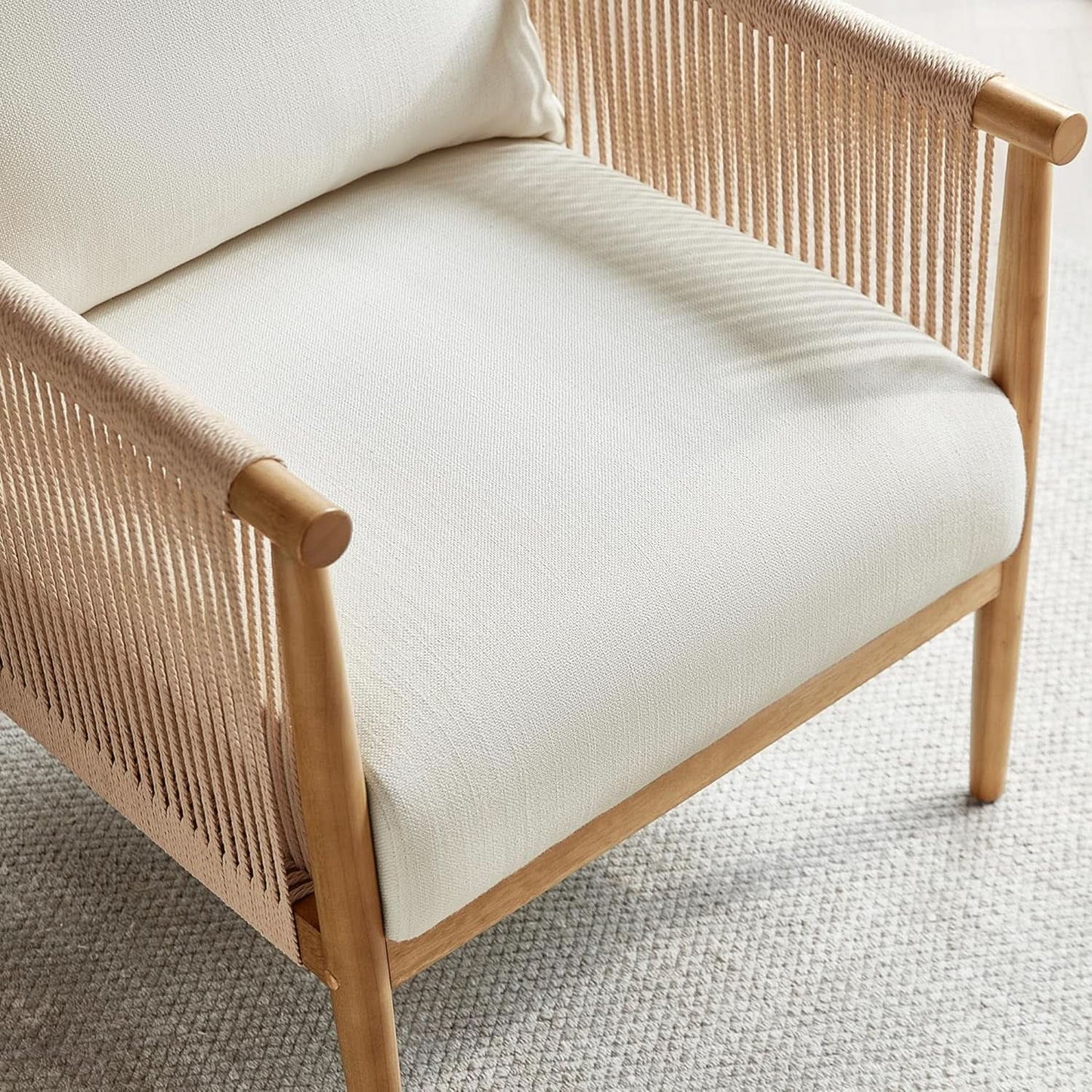 Cream Braided Accent Chairs Set Of 2 For Living Room from PriceLows™