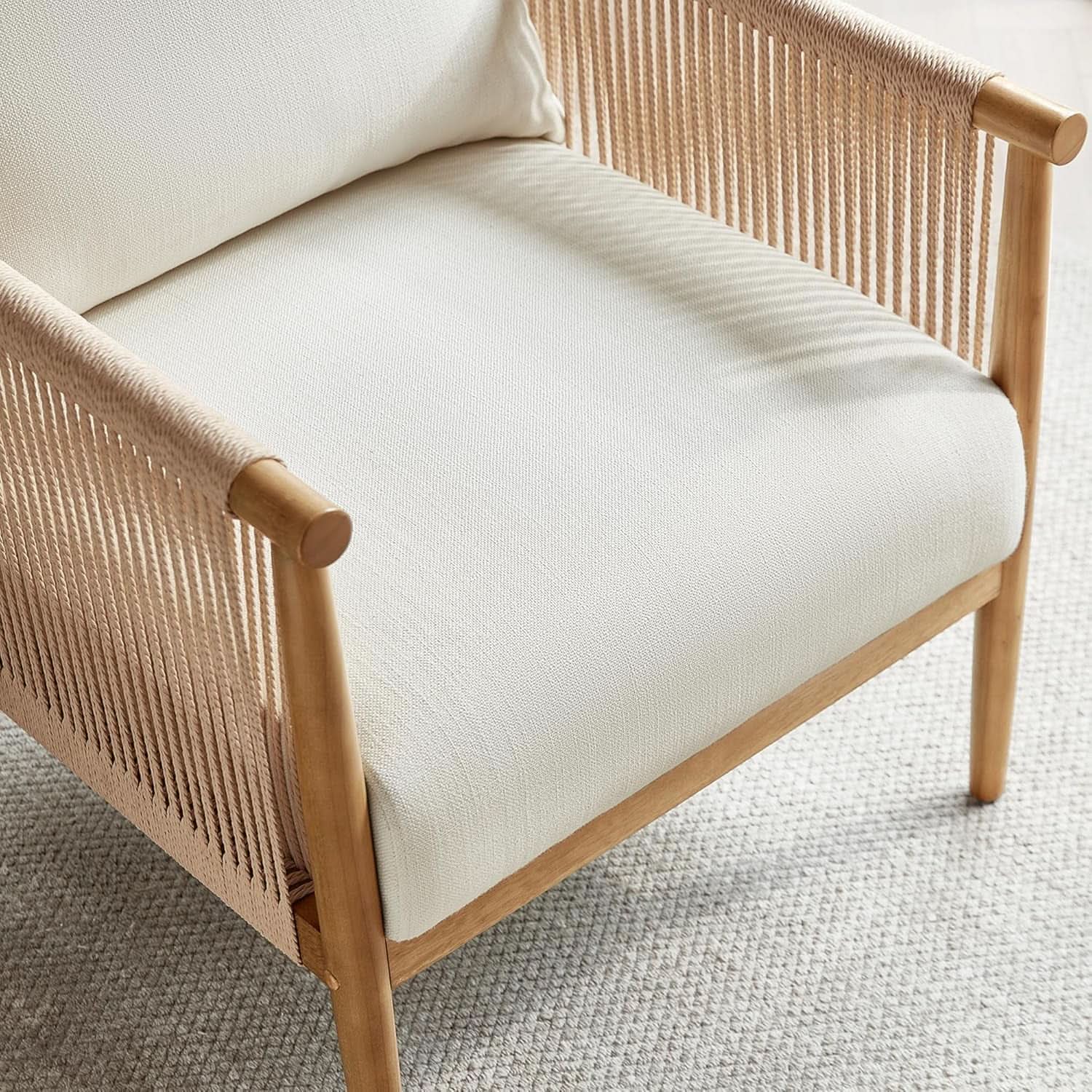 Cream Braided Accent Chairs Set Of 2 For Living Room from PriceLows™