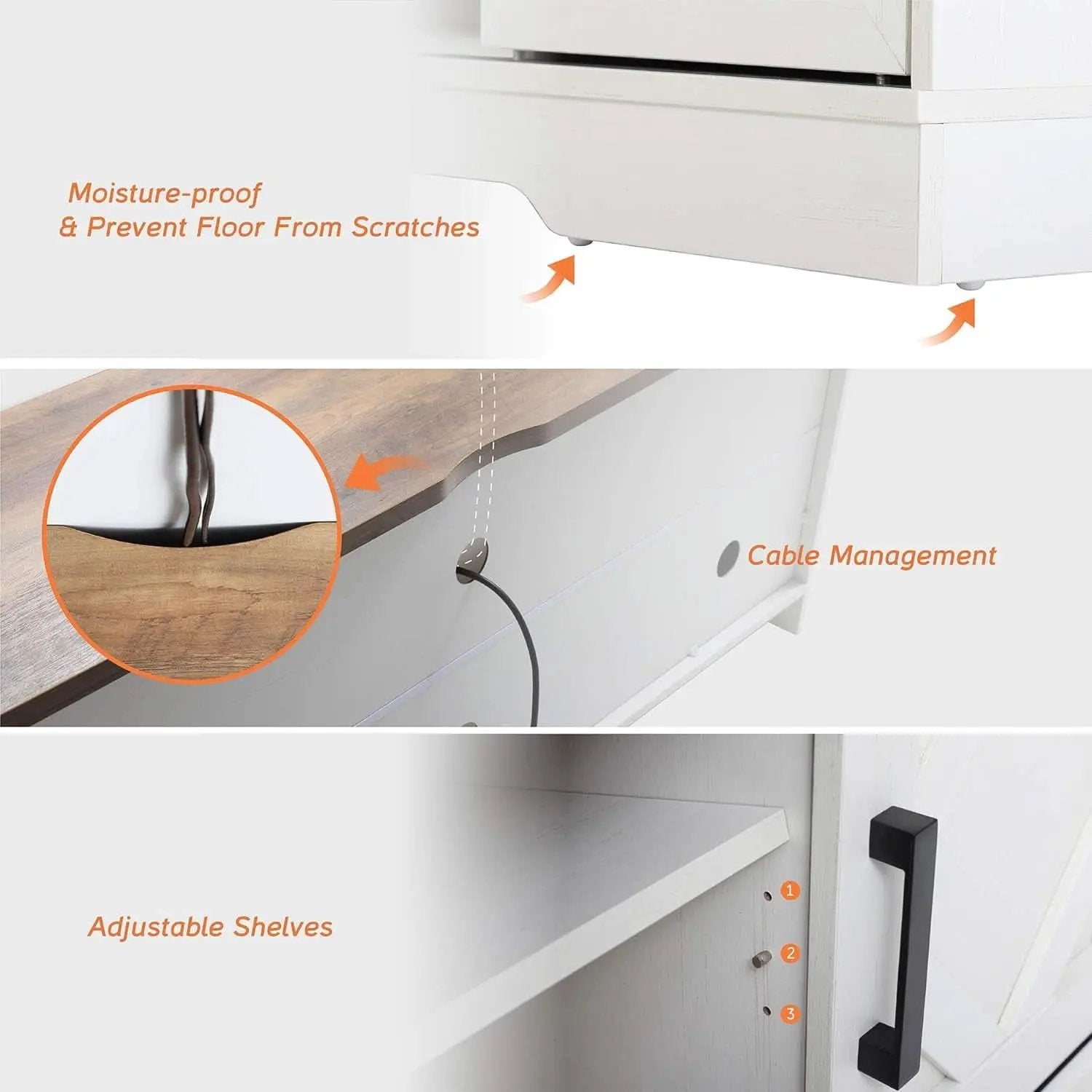 Modern Farmhouse 3 In 1 TV Stand For Up To 95 Inch TVs Wood from PriceLows™