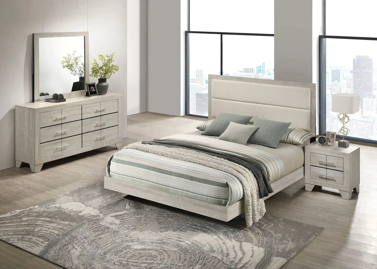 Trenton 4-piece Full Bedroom Set Rustic | 4-Piece Set | Metal & Veneer | Cream