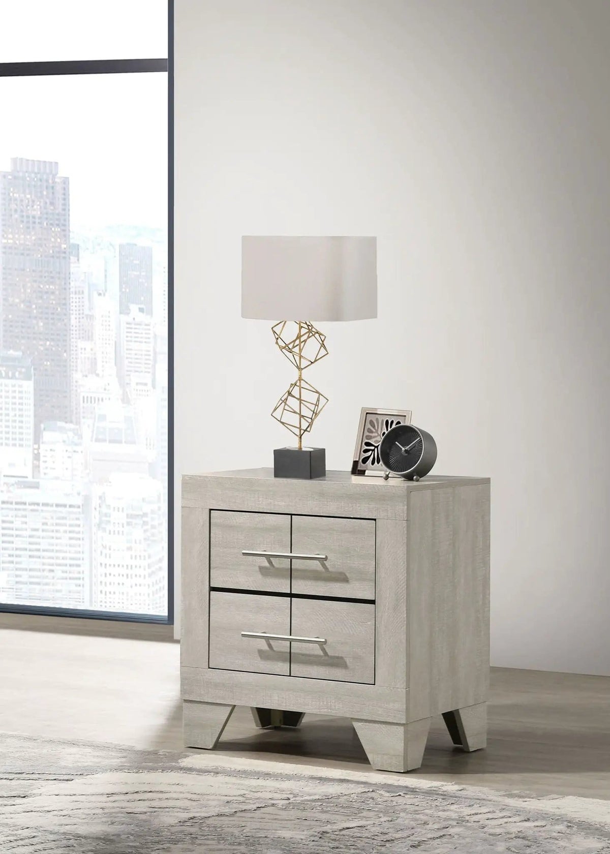 Trenton 2-drawer Nightstand Bedside Table Rustic | 21.25 x 14.75 x 22.75 in | Metal & Veneer | Cream