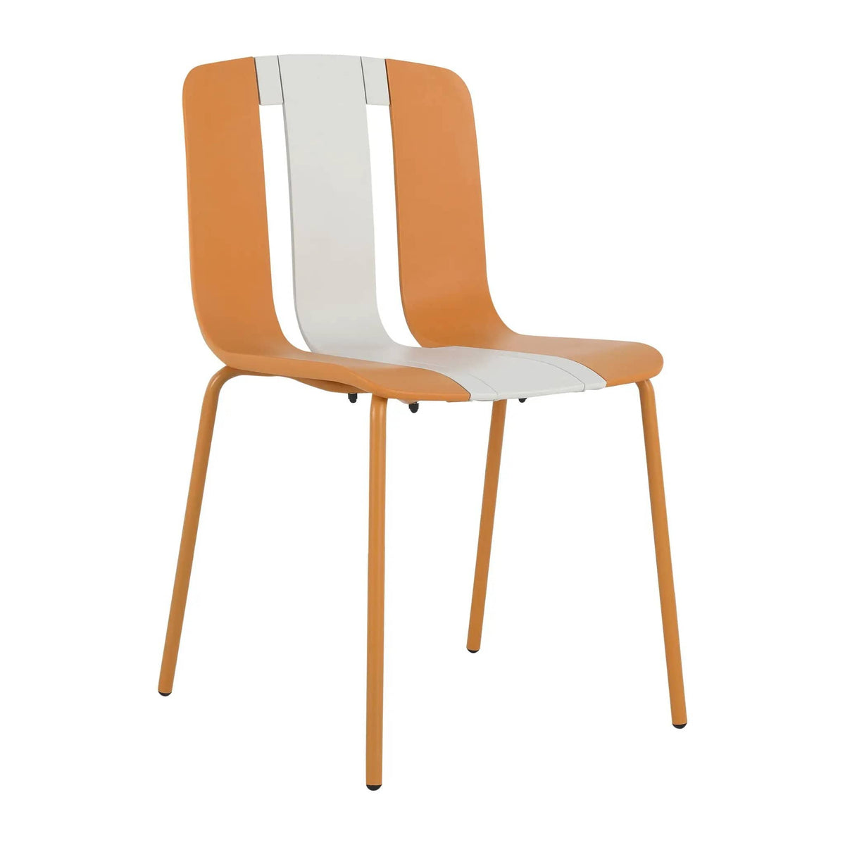 4 Piece Set Of Modern Striped Color Blocking Single Chairs With Round Table | 4-Piece Set | Metal | Outdoor Living