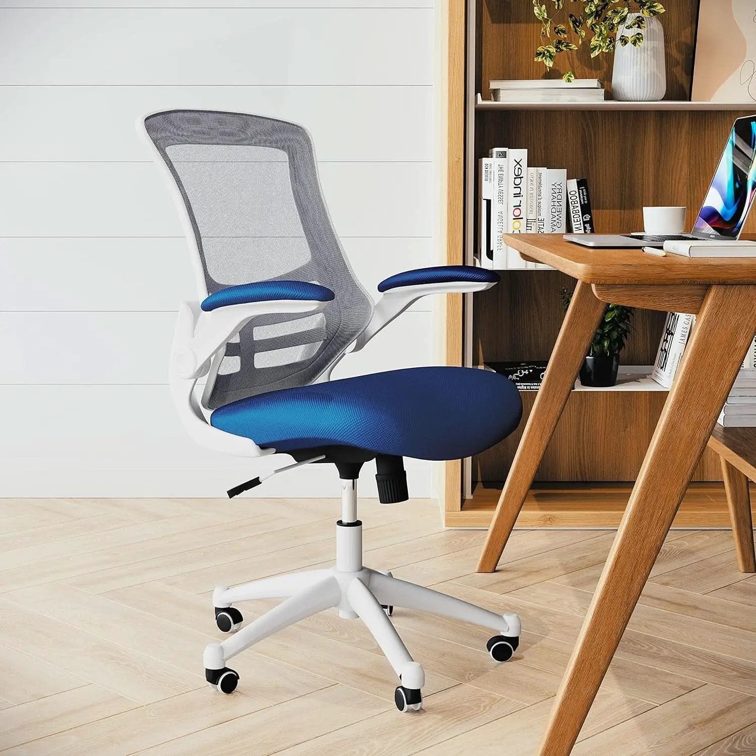 Ergonomic Office Chair Blue Mesh With White Frame Mid Back from PriceLows™
