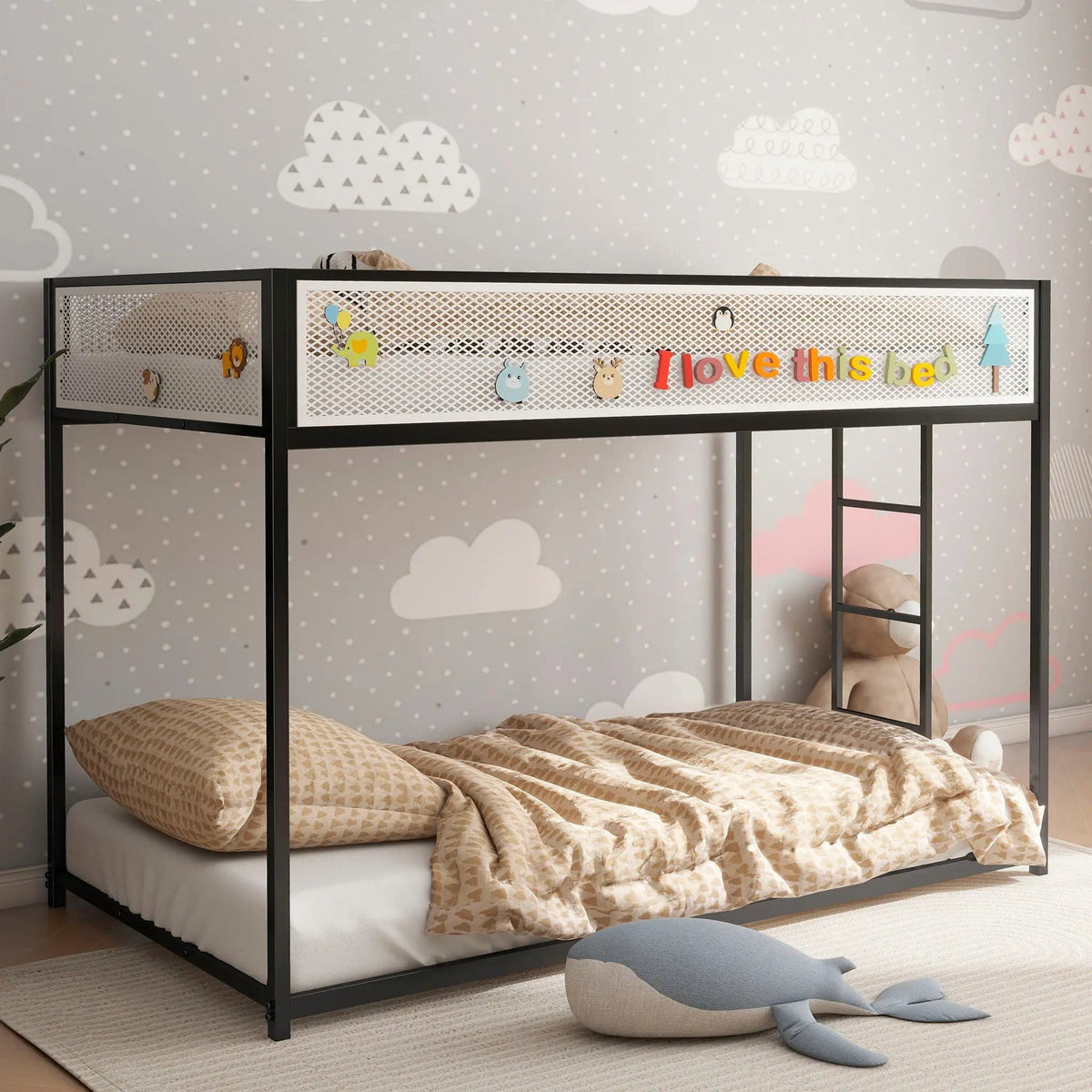 Adam Bunk Guard Rail Bunk Bed | 2 Pieces | Metal | Bedroom