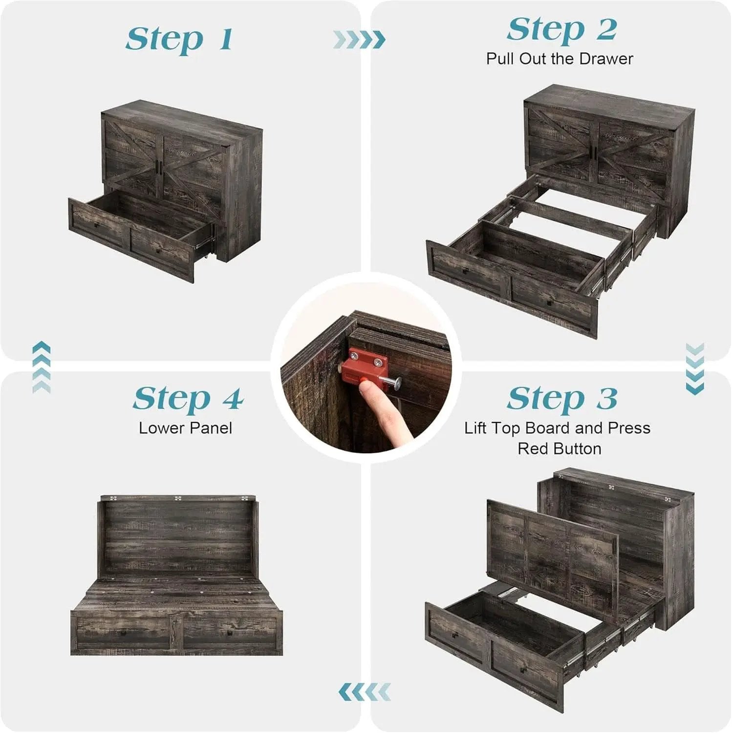 Queen Murphy Bed With Black Oak Finish And Storage from PriceLows™