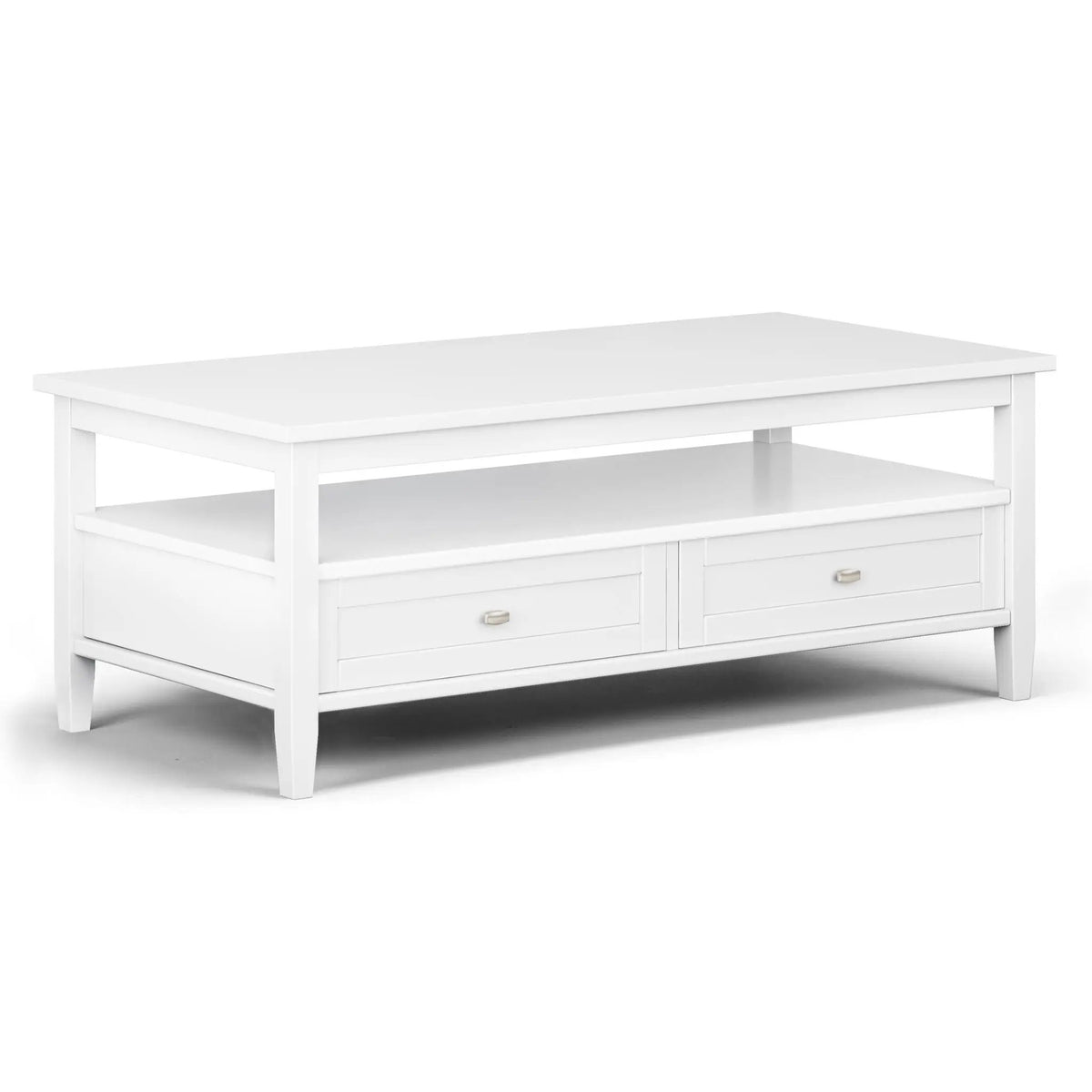 Warm Shaker Solid Wood Table | Bottom Drawer | Open Shelf Storage