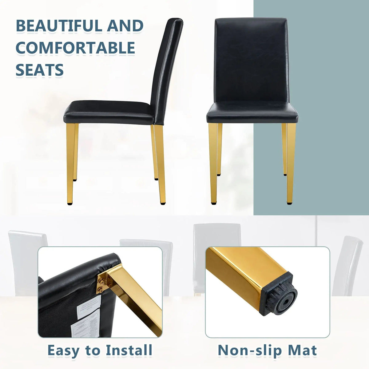 Modern Dining Chairs With Metal Legs Chair Set | 3 Pieces | Metal | Dining Room