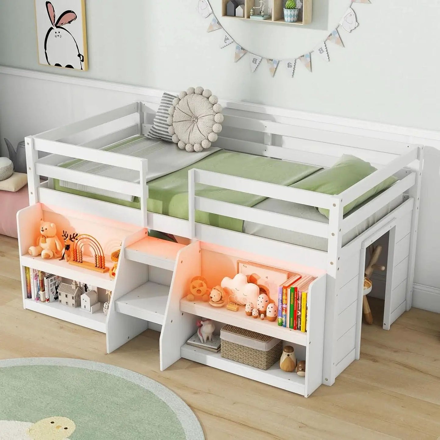 Twin Loft Bed With LED Lights And Durable Build Quality from PriceLows™