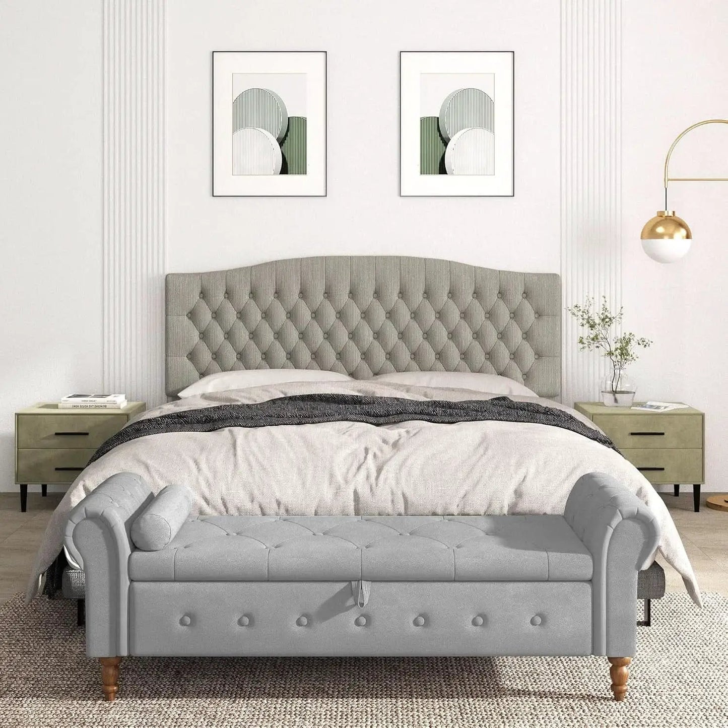 Upholstered King Headboard with Tufted Design and Legs from PriceLows™