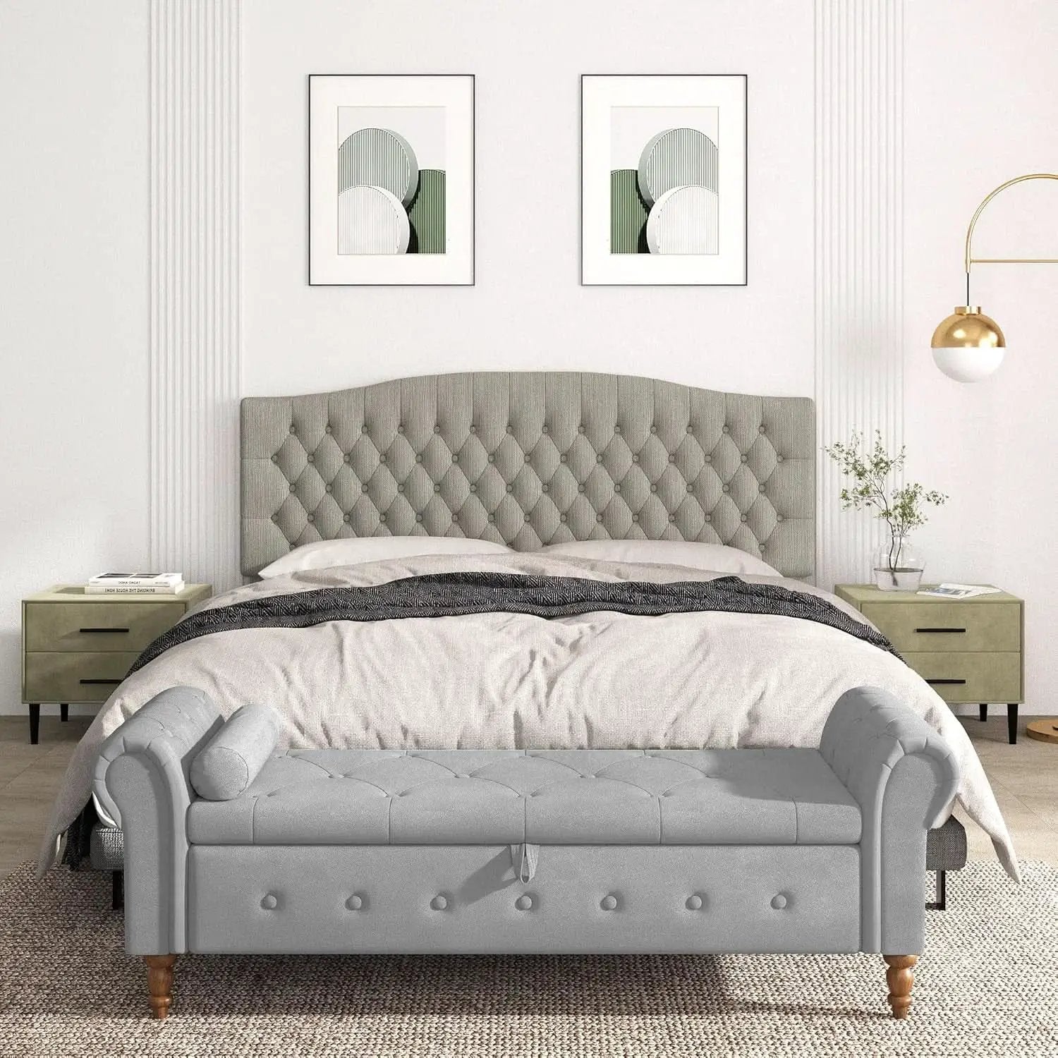 Upholstered King Headboard with Tufted Design and Legs from PriceLows™