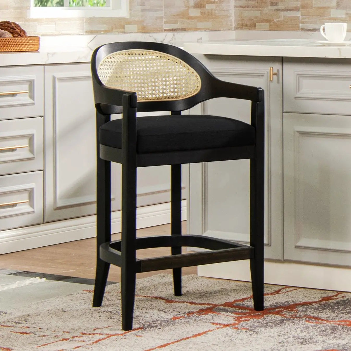 Americana Counter Stool | Mid-Century Modern | Cane Back | Kiln-Dried Wood Frame
