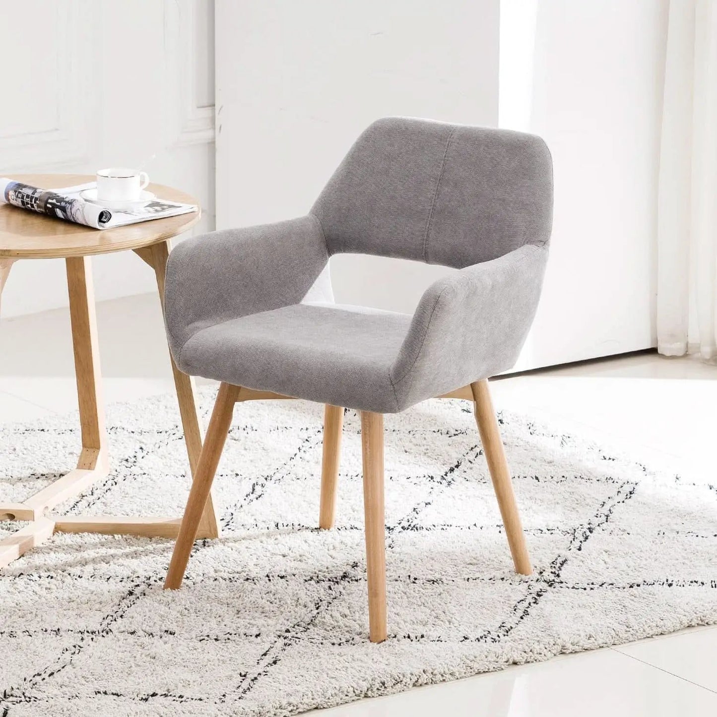Mid Century Modern Upholstered Accent Chair Gray No Wheels from PriceLows™