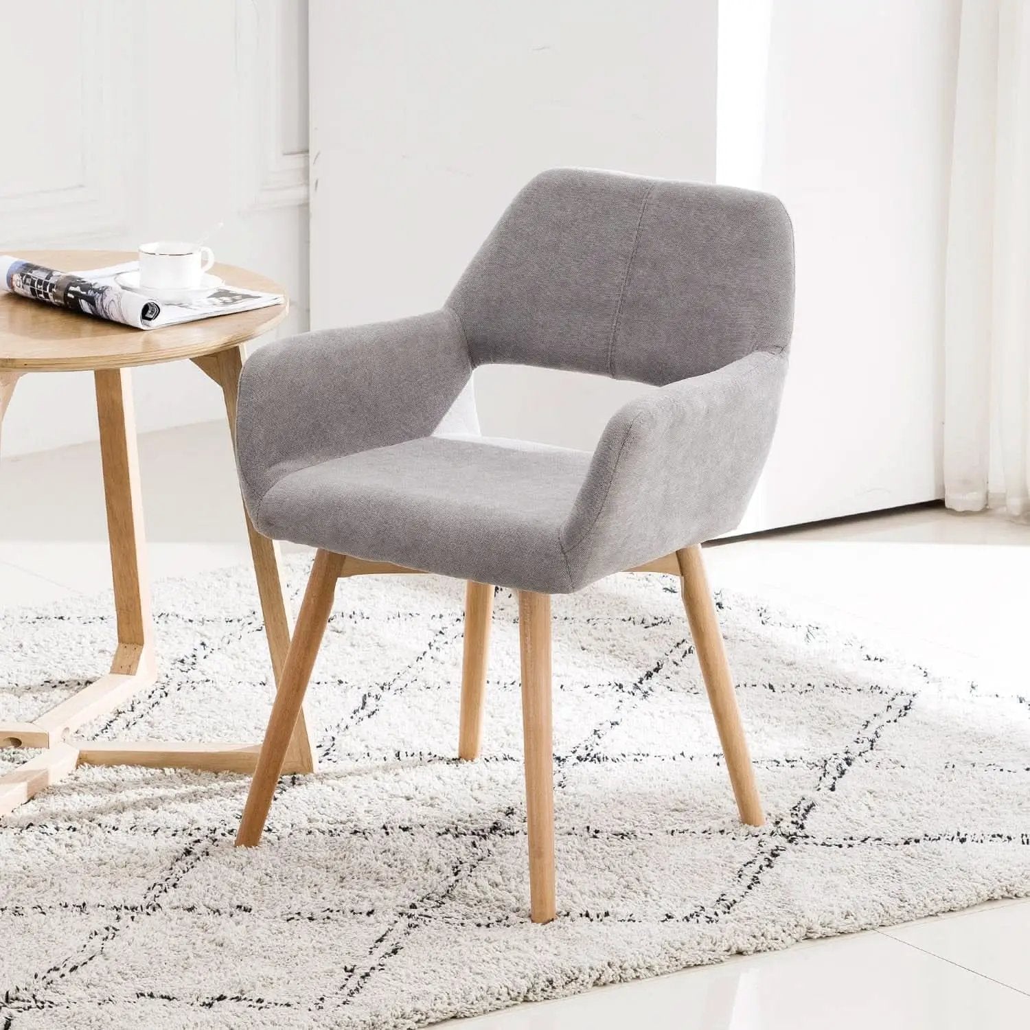 Mid Century Modern Upholstered Accent Chair Gray No Wheels from PriceLows™