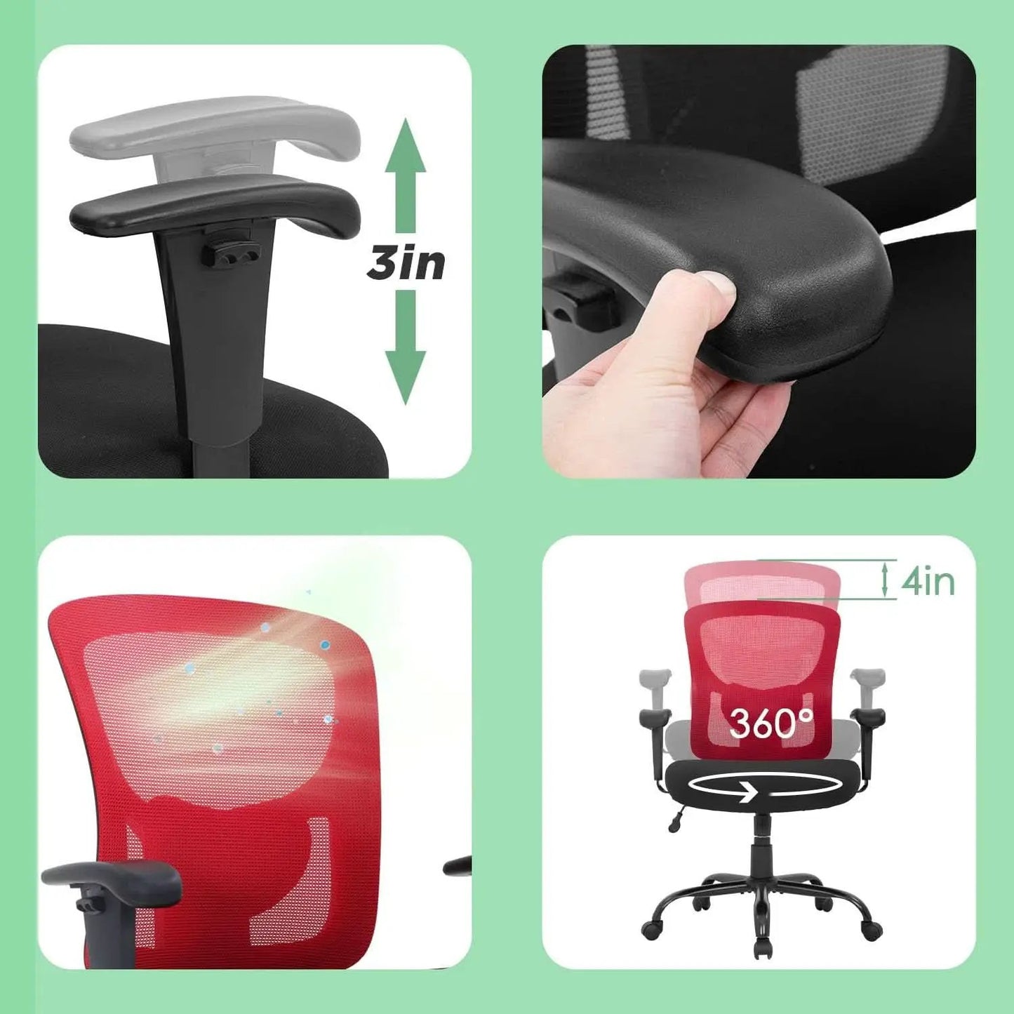 Big and Tall Office Chair With Lumbar Support For Desk from PriceLows™