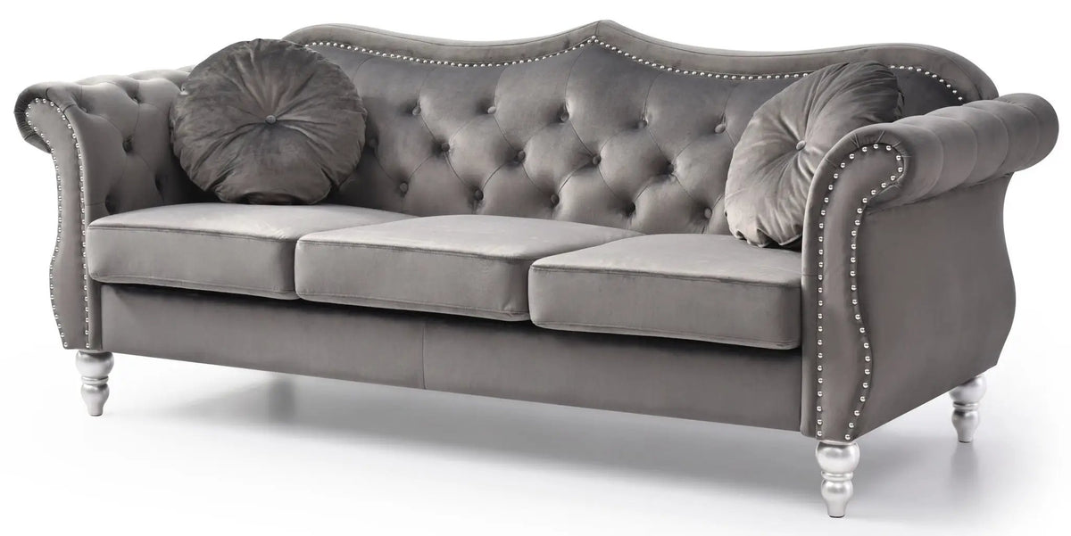 Hollywood Sofa | Updated Glam Design | Hand-Applied Nailhead Trim | Pocketed Coil Cushions